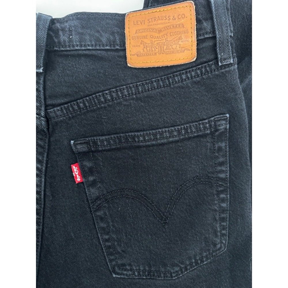 Levi's Premium Ribcage‎ Straight Jeans W28 L27 Black High Rise Button Fly Ankle - Picture 6 of 15